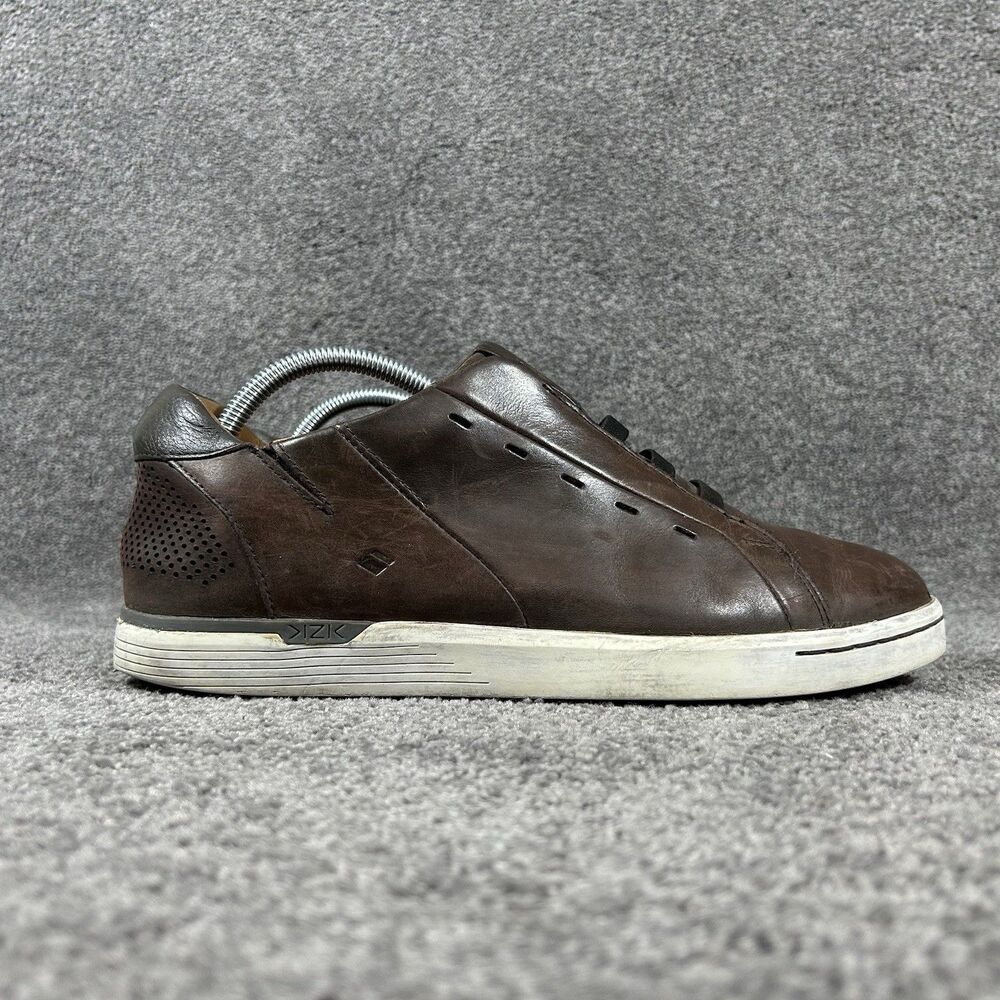 Kizik New York Mens Size 10 Brown Leather Comfort Slip On Low Shoes Used